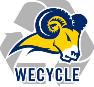 WeCycle with Texas Wesleyan Ram's gold and navy logo.